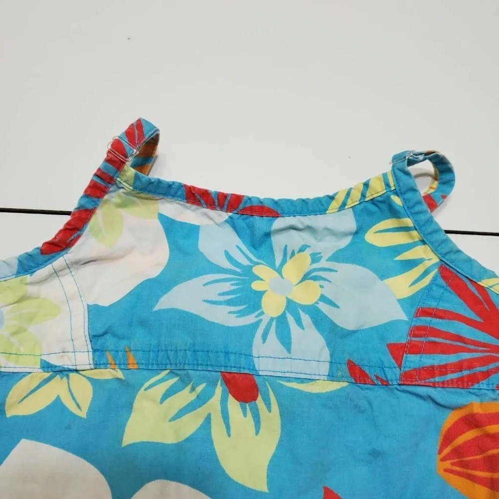 Old Navy Girls A Line Dress Blue Floral Square Neck Back Zipper Sleeveless 4